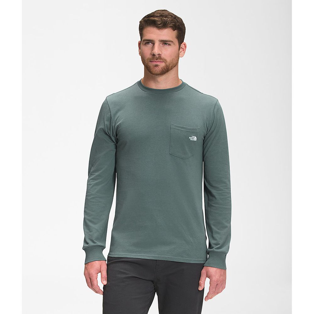 The North Face Long Sleeve Mens Australia - The North Face Long Sleeve Woodmont Pocket Green (SQR-35